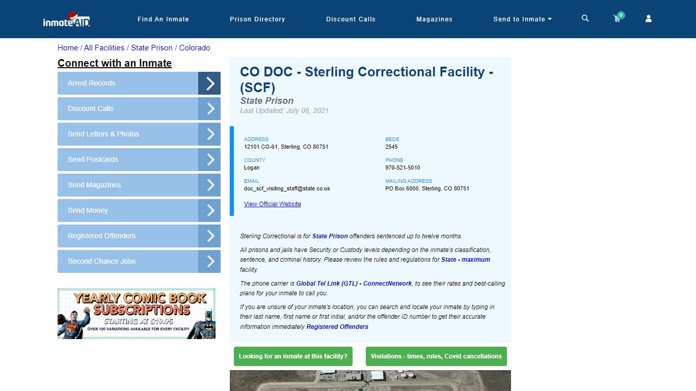 CO DOC - Sterling Correctional Facility - (SCF) & Inmate Search ...