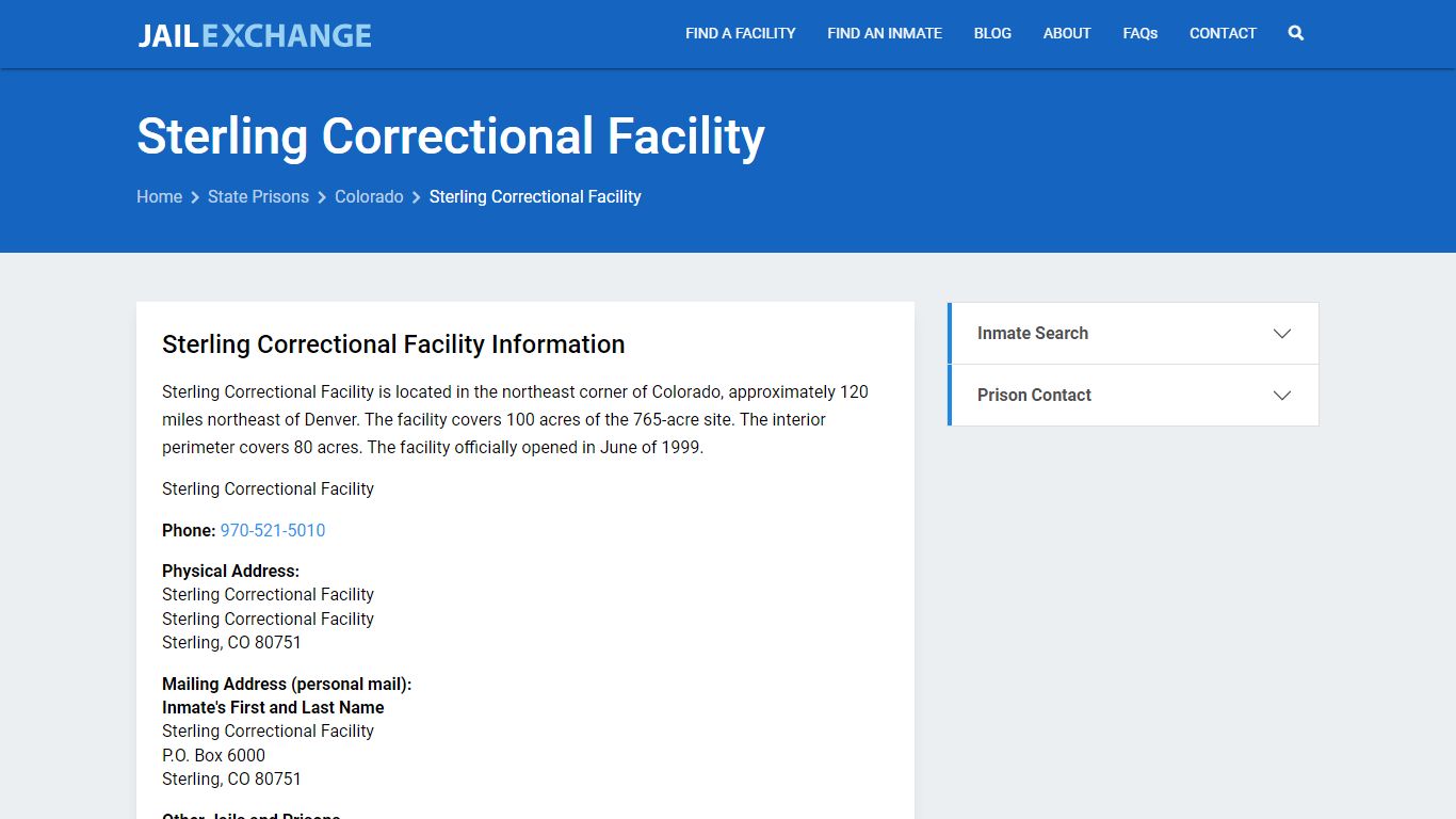 Sterling Correctional Facility Inmate Search, CO - Jail Exchange